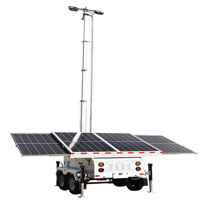 Mobiler Solarlichtturm Laufzeit 24,3 Stunden Tragbare Außenlichttürme Anhängerlichtturm