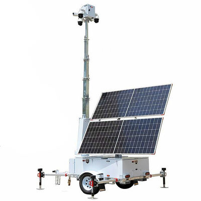 Portable Surveillance Tower Wireless Connectivity 360 Degree Illumination System Solar Powered  Light Tower