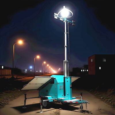 CE Certification Solar Lighting Towers 5 Sections 9M Mast Height Telescopic Lighting Tower Mobile Solar Light Tower